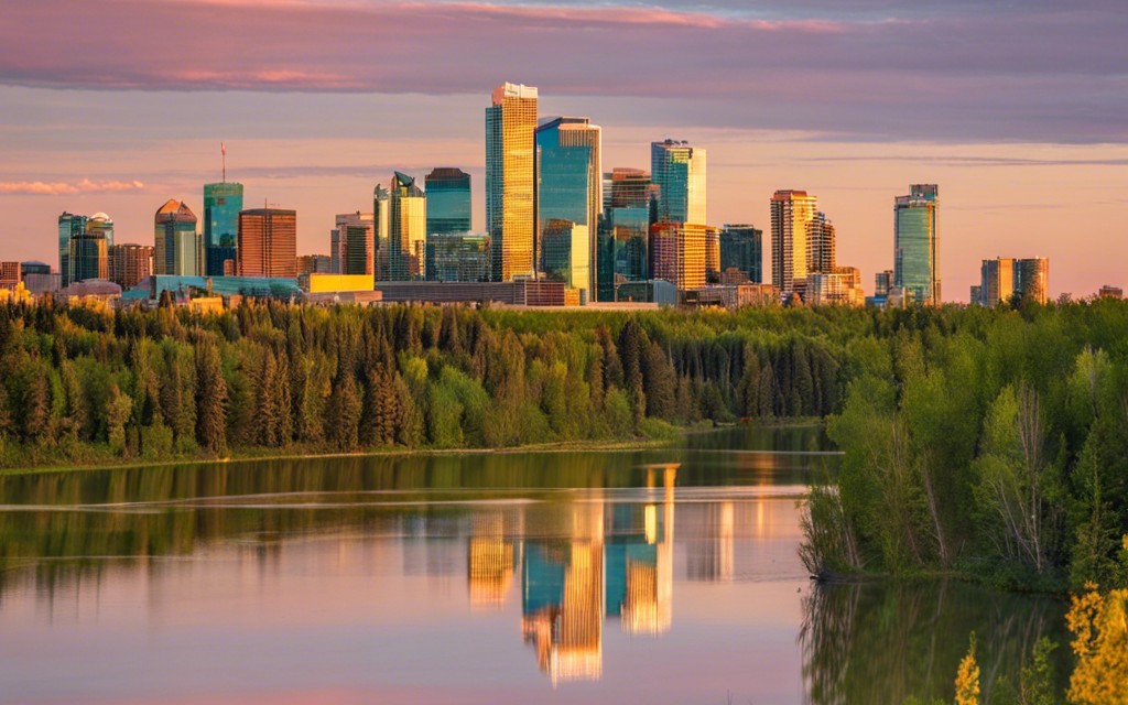 Edmonton, Alberta skyline at sunset, home of Jam Medical Inc. since 1989